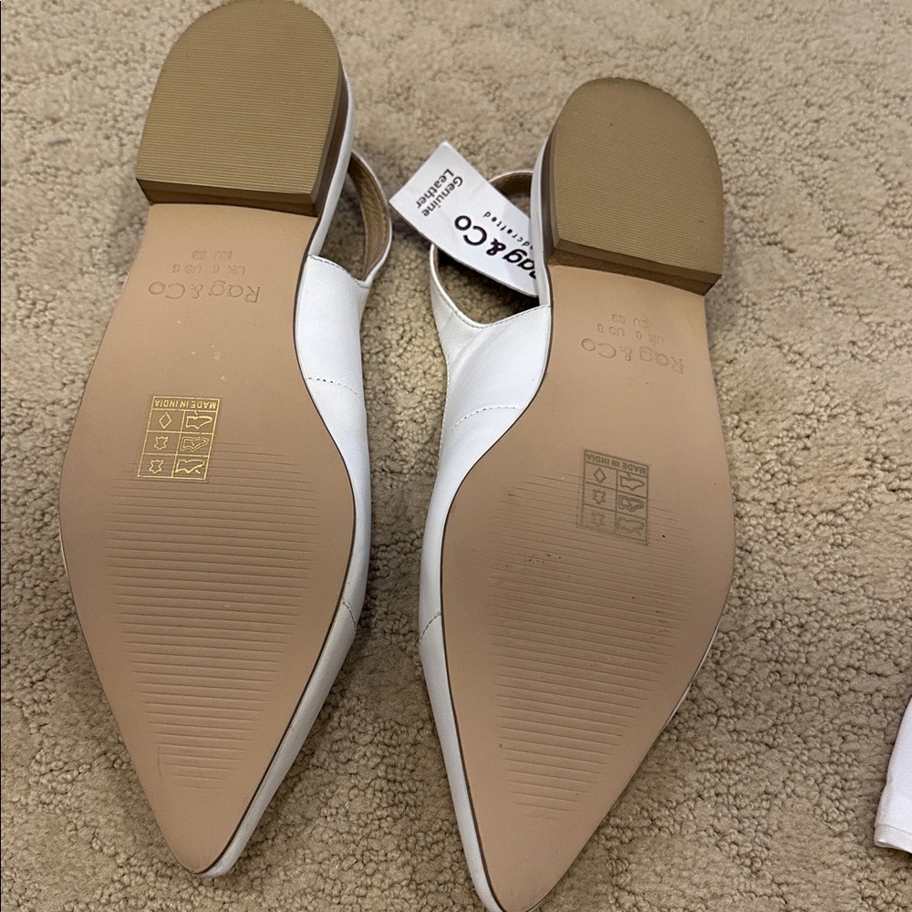 New Rag & Co White Leather Slingback Women Shoes. Size 8. - Picture 7 of 9